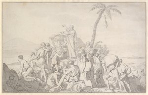 Moses deler vannet og Faraos hær er oppslukt av Christoffer Wilhelm Eckersberg