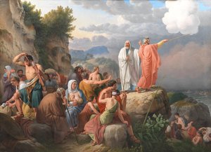 Moses får Rødehavet til å vende tilbake og Faraos hær blir oversvømmet av Christoffer Wilhelm Eckersberg