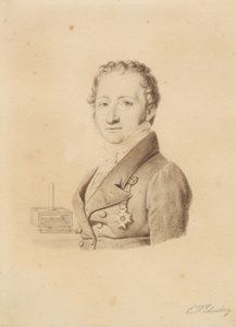 Portrett av den norske fysikeren Christoffer Hansteen. Bystebilde en face t.v. av Christoffer Wilhelm Eckersberg