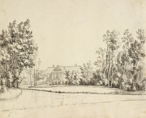 Sanderumgaard sett fra hagen av Christoffer Wilhelm Eckersberg