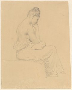 Sittende kvinnemodell sett bakfra. av Christoffer Wilhelm Eckersberg
