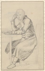 Sittende mann ved et bord av Christoffer Wilhelm Eckersberg