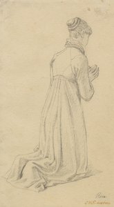 Studie av en knelende kvinne. av Christoffer Wilhelm Eckersberg