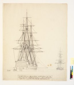 Det russiske linjeskipet "Asow" og en fregatt for anker i Helsingørs veier av Christoffer Wilhelm Eckersberg
