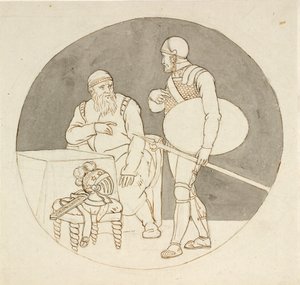 To krigere, en stående, den andre sittende av Christoffer Wilhelm Eckersberg