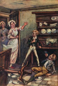 Illustrasjon for Oliver Twist av Charles Dickens (litho-farge)