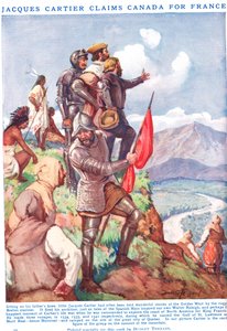 Jacques Cartier hevder Canada for Frankrike, illustrasjon fra 