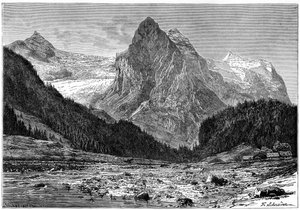 The Wellhorn and the Rosenlaui Glacier, Sveits, 1800-tallet.