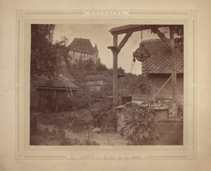 Heidelberg - Utsikt over slottet fra hagen, ca. 1870 (albumtrykk på kartongfeste) av C. M. Eckert