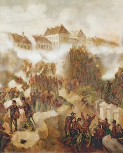 Gjenerobringen av Buda-festningen av de ungarske opprørerne 21. mai 1849 av C. Wemik