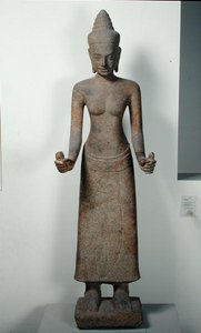 Statue av gudinnen, Lakshmi, fra Preah Ko, Bayon Style