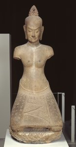Statue av Jayarajadevi i form av den buddhistiske guddommen Tara eller Prajnaparamita (sandstein) av Cambodian School