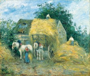 Hay Cart, Montfoucault av Camille Jacob Pissarro