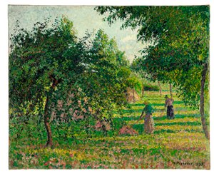 Epletrær og høyprodusenter i Eragny, 1895 av Camille Jacob Pissarro