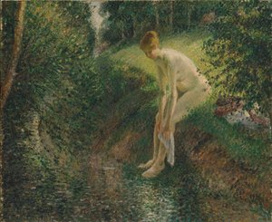 Badende i skogen, 1895 av Camille Jacob Pissarro