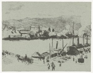 Utsikt over kaien til Seinen i Rouen Quai Boieldieu, i Rouen av Camille Jacob Pissarro