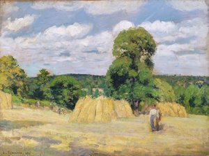 Høsting ved Montfoucault, 1876 av Camille Jacob Pissarro