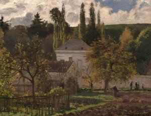 Hus i Eremitasjen, Pontoise, 1873 av Camille Jacob Pissarro
