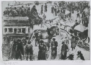 Place du Havre, i Paris, ca. 1897 (litografi på sink) av Camille Jacob Pissarro