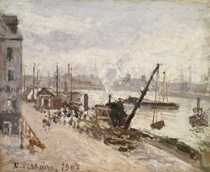 Kai ved Le Havre, 1903 (olje på batiste) av Camille Jacob Pissarro