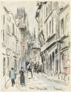 Rue Damiette, Rouen, ca. 1884. av Camille Jacob Pissarro