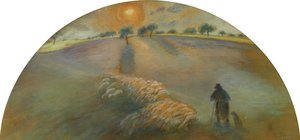 Hyrde og sauer; Berger et Moutons, 1890 av Camille Jacob Pissarro