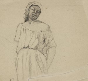 Studie av en svart person (kull på papir) av Camille Jacob Pissarro