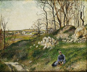Kålplukkerne, Pontoise; The Cabbage Quarries, Pontoise, 1882 av Camille Jacob Pissarro