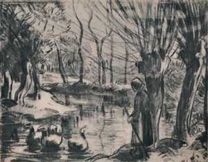 The Goose Girl, ca. 1870-tallet, 1946 av Camille Jacob Pissarro