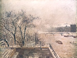 Louvre under snø, 1902 av Camille Jacob Pissarro