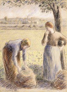 Plukkerne; Plukking, 1890 av Camille Jacob Pissarro