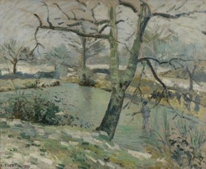 The Pond at Montfoucault, Effect of Winter, 1874 av Camille Jacob Pissarro