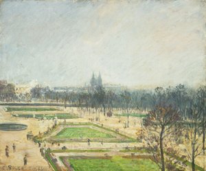 Tuilerie-dammene, Mist; The Tuileries Basin, Mist, 1900 av Camille Jacob Pissarro