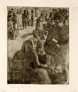Grønnsaksmarkedet i Pontoise, 1891 av Camille Jacob Pissarro