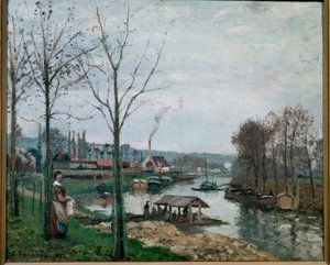 Vaskehuset i Port Marly av Camille Jacob Pissarro
