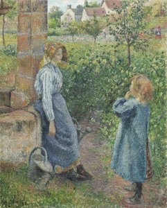 Kvinne og barn ved brønnen, 1882 av Camille Jacob Pissarro