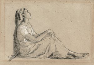 Ung svart kvinne sittende, 1855-7 av Camille Jacob Pissarro