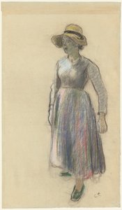 En bondepike i stråhatt av Camille Pissarro