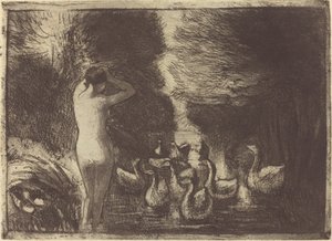Gjessbader (badere med gjess) av Camille Pissarro