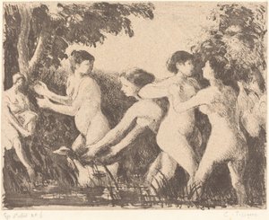 Baigneuses luttant Bathers Wrestling, ca. 1896. av Camille Pissarro