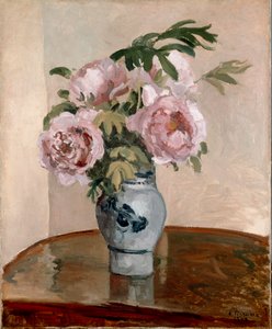 Bukett med rosa peoner, 1873 av Camille Pissarro