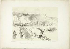 Bro i Rouen: Pont Corneille av Camille Pissarro