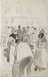 Komposisjonsstudie av markedet i Pontoise, 1881 av Camille Pissarro