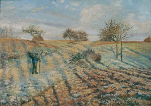 Hvit Gelée (Rimfrost) … (olje på lerret) av Camille Pissarro