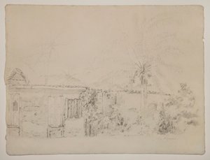 Hus og palmer av Camille Pissarro