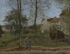 Hus på Bougival (høst) av Camille Pissarro