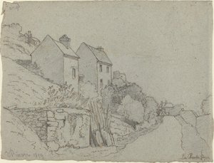 Hus ved en vei, 1859. av Camille Pissarro