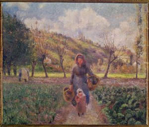 I hagen (olje på lerret) av Camille Pissarro