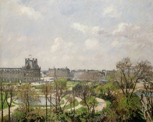 Tuileries hage, vårmorgen; Tuileriehagen, morgen, vår, 1900 av Camille Jacob Pissarro