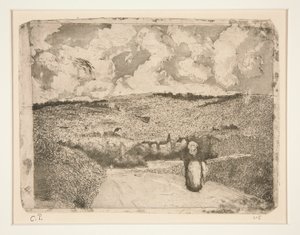 La Femme sur la route (Kvinnen på veien) av Camille Pissarro